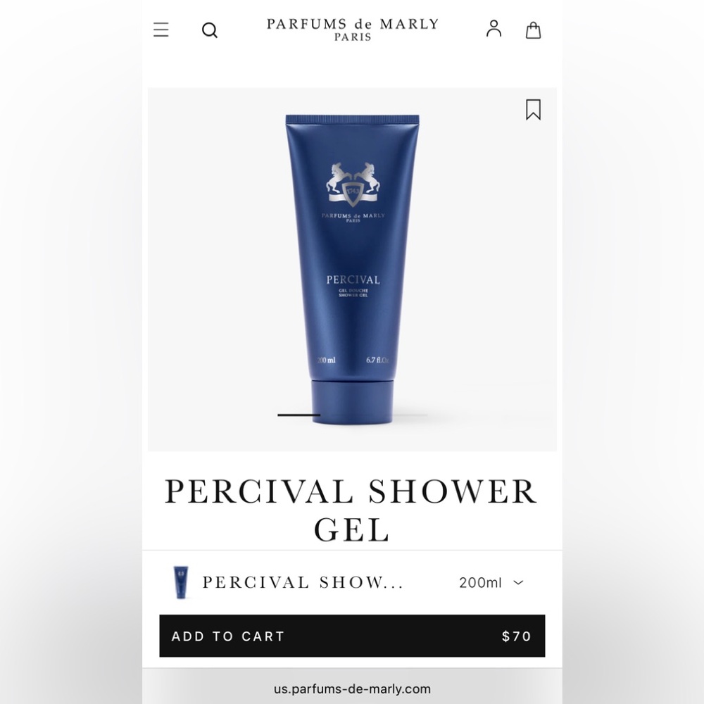 PARFUMS de MARLY PERCIVAL 6.76 OZ. SHOWER GEL (BRAND NEW IN SEALED BOX)